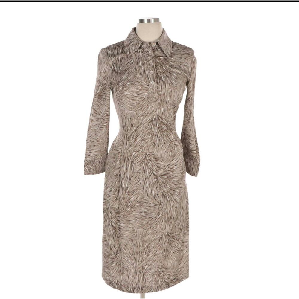 Diane von Furstenberg Silk Jersey Knit Dress – Abstract Print, Button Front Sz 6